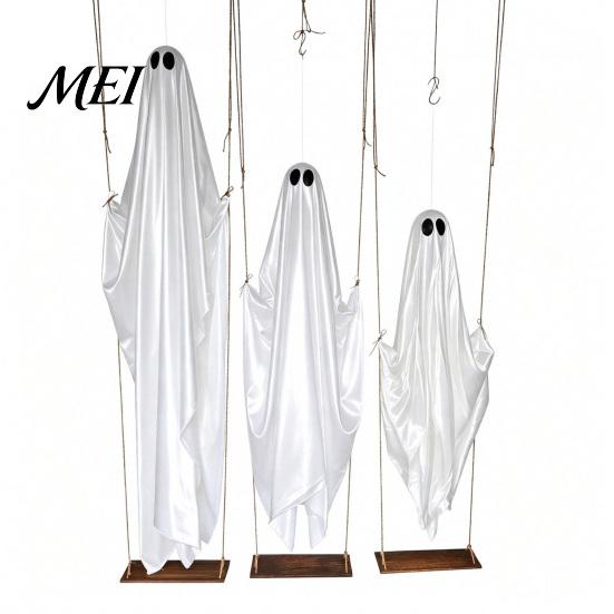 Porch Spooky Atmosphere Hanging Swinging Ghost Halloween Decoration, LED Light Up Large Outdoor Decorations with Remote Control for Outside