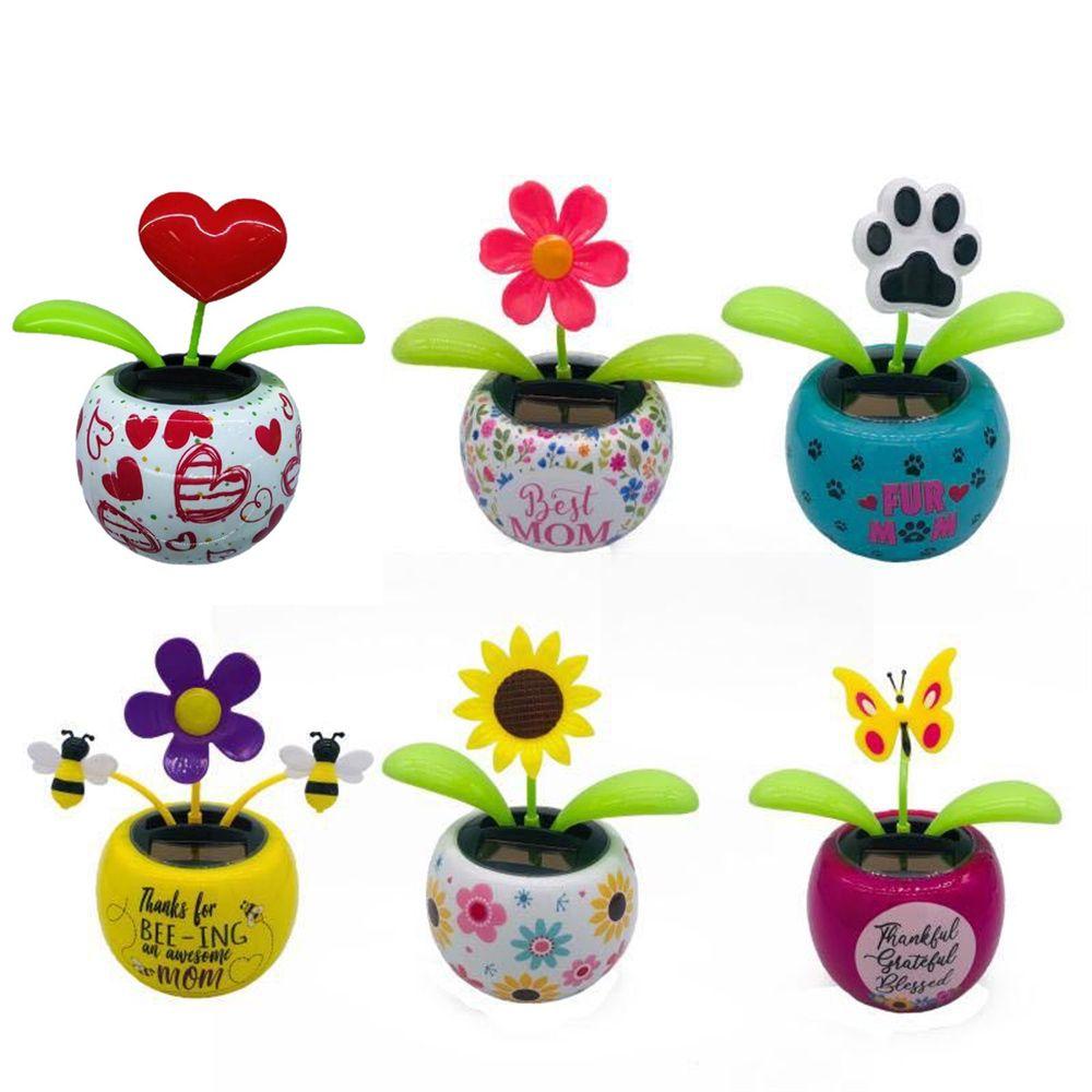 Electric Toys Car Gadgets Dancing Flower Solar Powered Car Dashboard Ornaments Flower Swinging