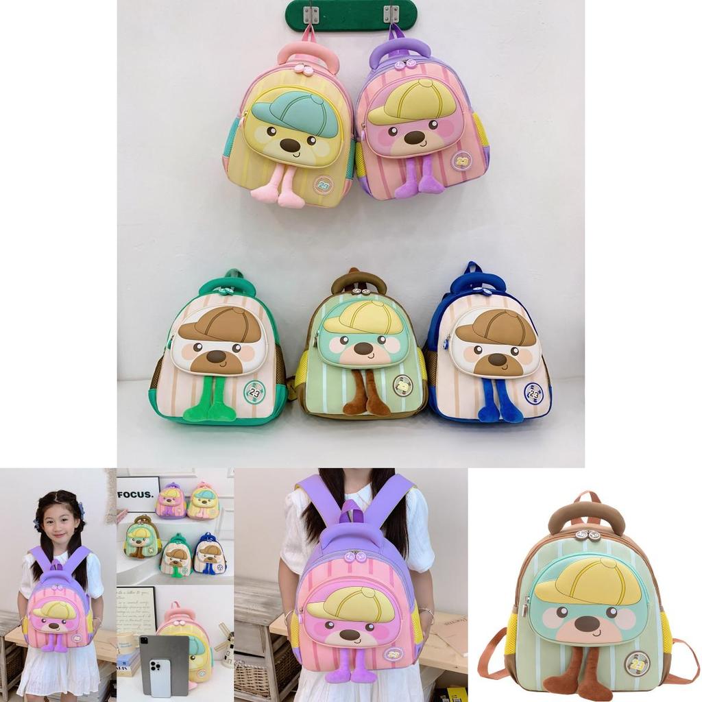 Cartoon Childrens Backpack With Animal Pattern And Padded Shoulder Straps For Kindergarten School Use