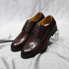 Classic Men's Genuine Leather Derby Shoes Plain Toe Handmade Lace-Up Office Dress Wedding Outdoor Formal Footwear