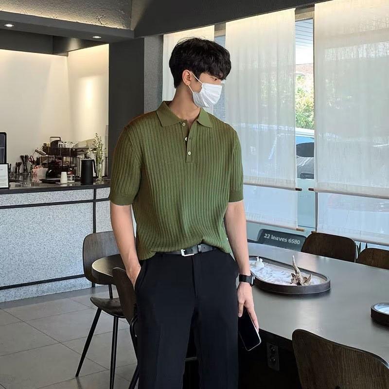 Мужская рубашка-поло Slim Fit с коротким рукавом - дышащий летний топ