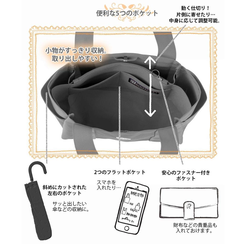 Сумка-тоут Rootote с мини-отделениями SN Deli 0712 для женщин, водоотталкивающая, тоут, парути, хассуи, (01 черный)