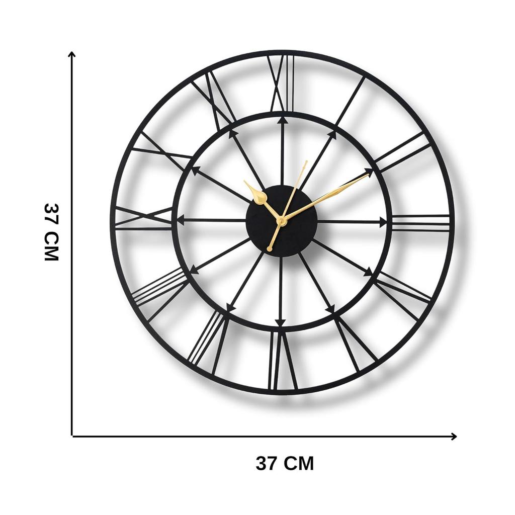 Настенные часы для дома, офиса, гостиной, спальни, детской комнаты и кухни (37 x 37 см) | Стильный Современный Домашний Декор | Черный Цвет (Включенная батарея)