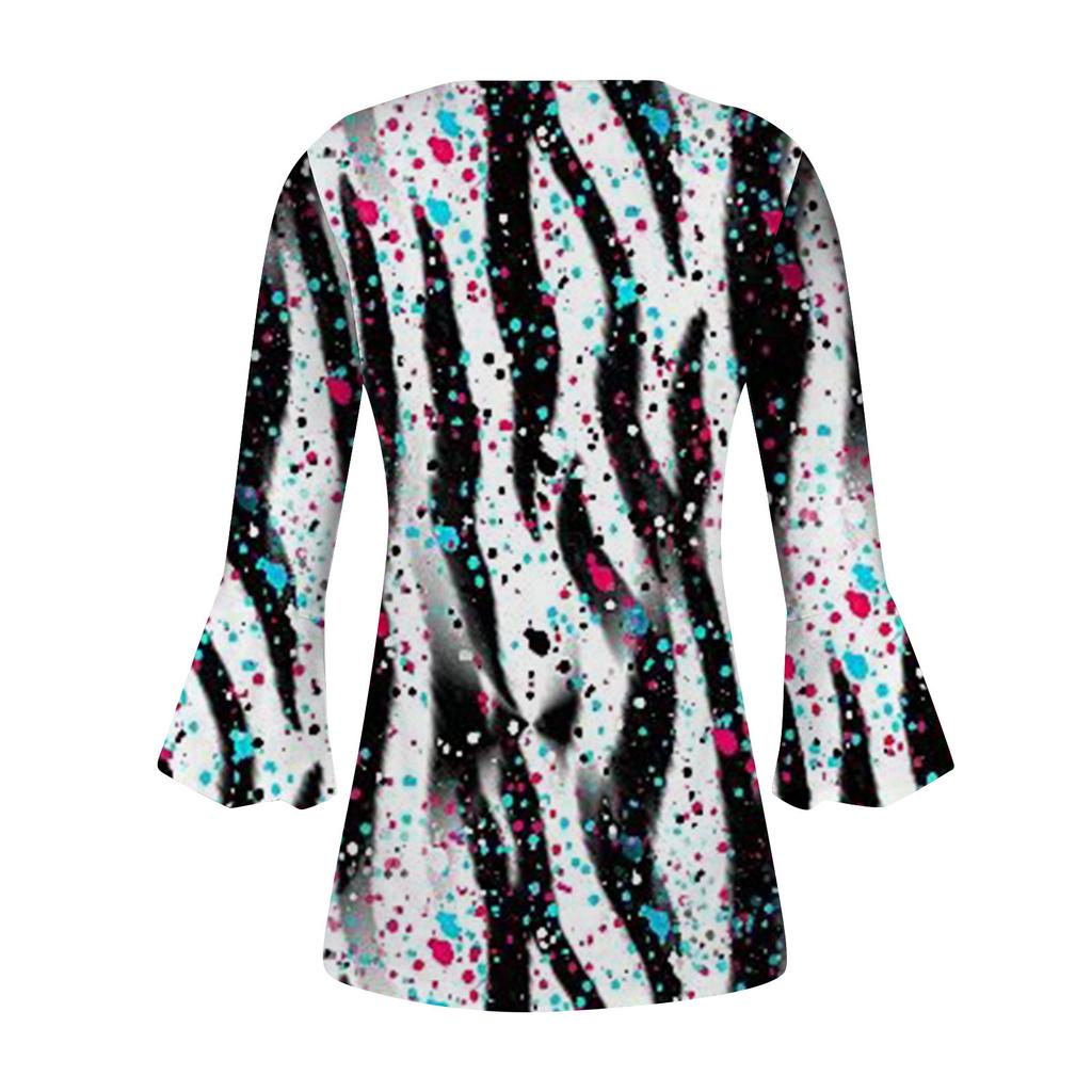 Женская модная футболка с короткими рукавами и v-образным вырезом с принтом ко Дню независимости с седьмым рукавом