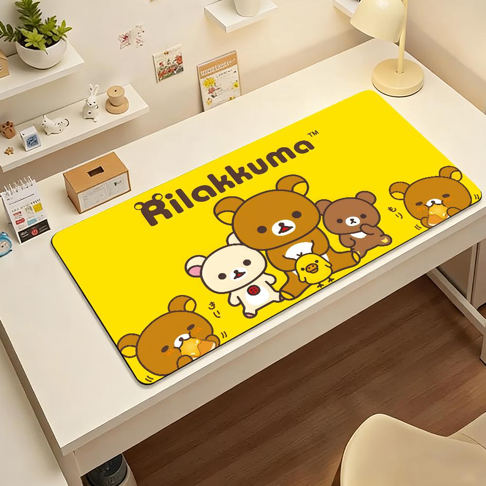 Коврик для мыши Rilakkuma Bear Нескользящий с блокирующим краем DeskMat Аксессуары для ПК Ноутбука Резиновый Офисный Клавиатура Большой Игровой XXL ковер