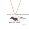 Russia Map Flag Pendant Necklace Stainless Steel Patriotic Jewelry for Men Women