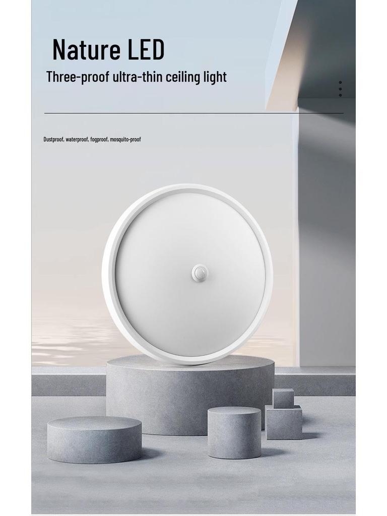 Ультратонкий водонепроницаемый светодиодный потолочный светильник для ванной комнаты, балкона, спальни и коридора.