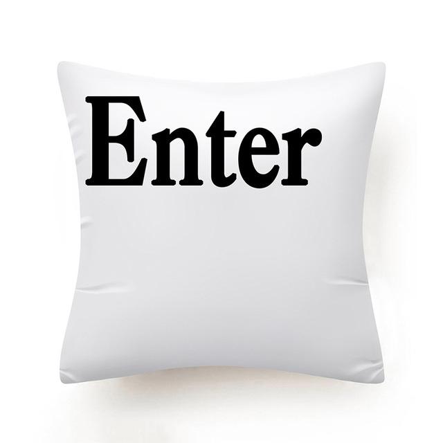 Клавиатура Jeanette Alt Del Ctrl с буквенным узором, чехол для подушки из полиэстера, черно-белая декоративная наволочка, домашний декор 45X45 см