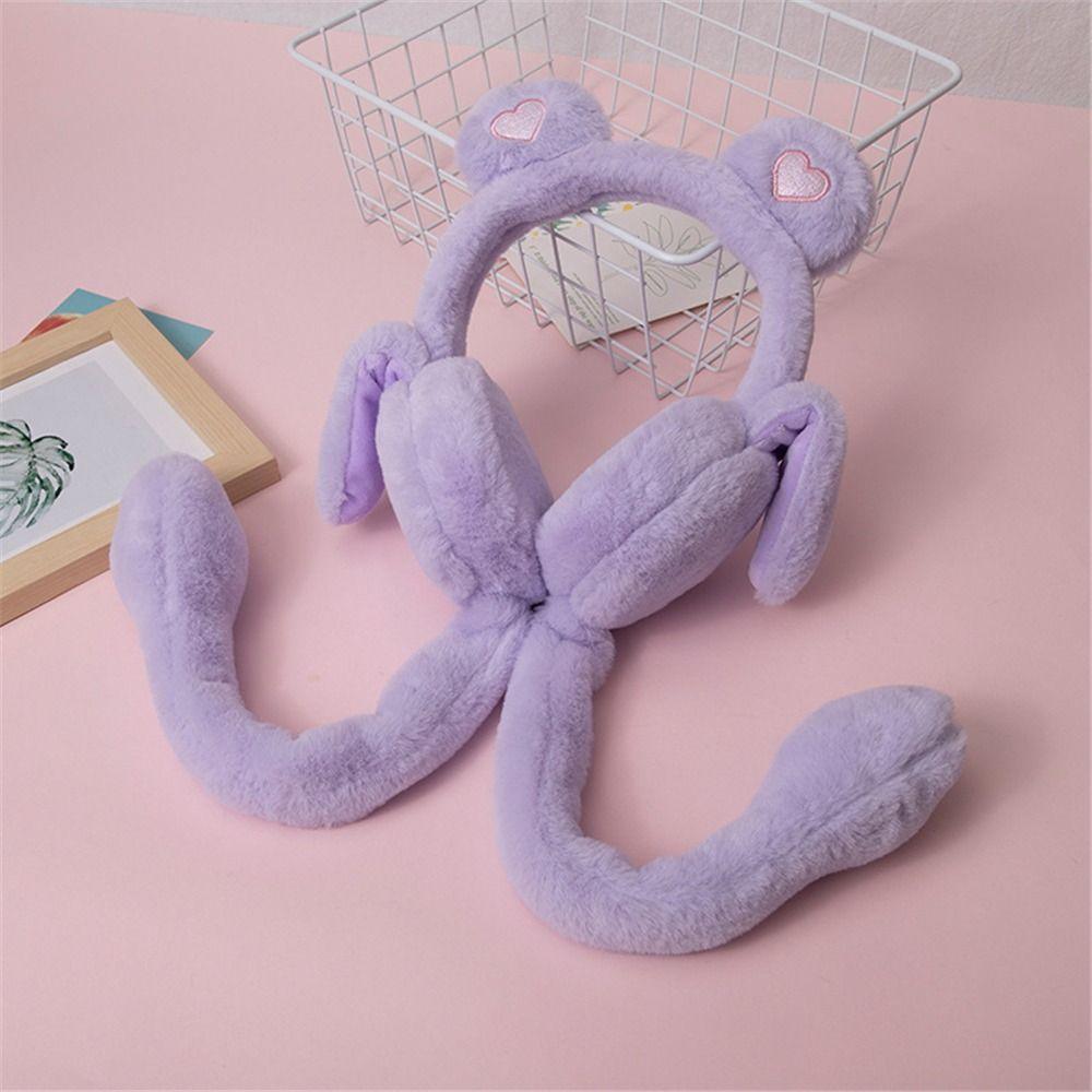 Ветрозащитные подвижные прыгающие уши зимние теплые наушники Heart Bear Airbag Plush Ears Подарок для женщин и девочек