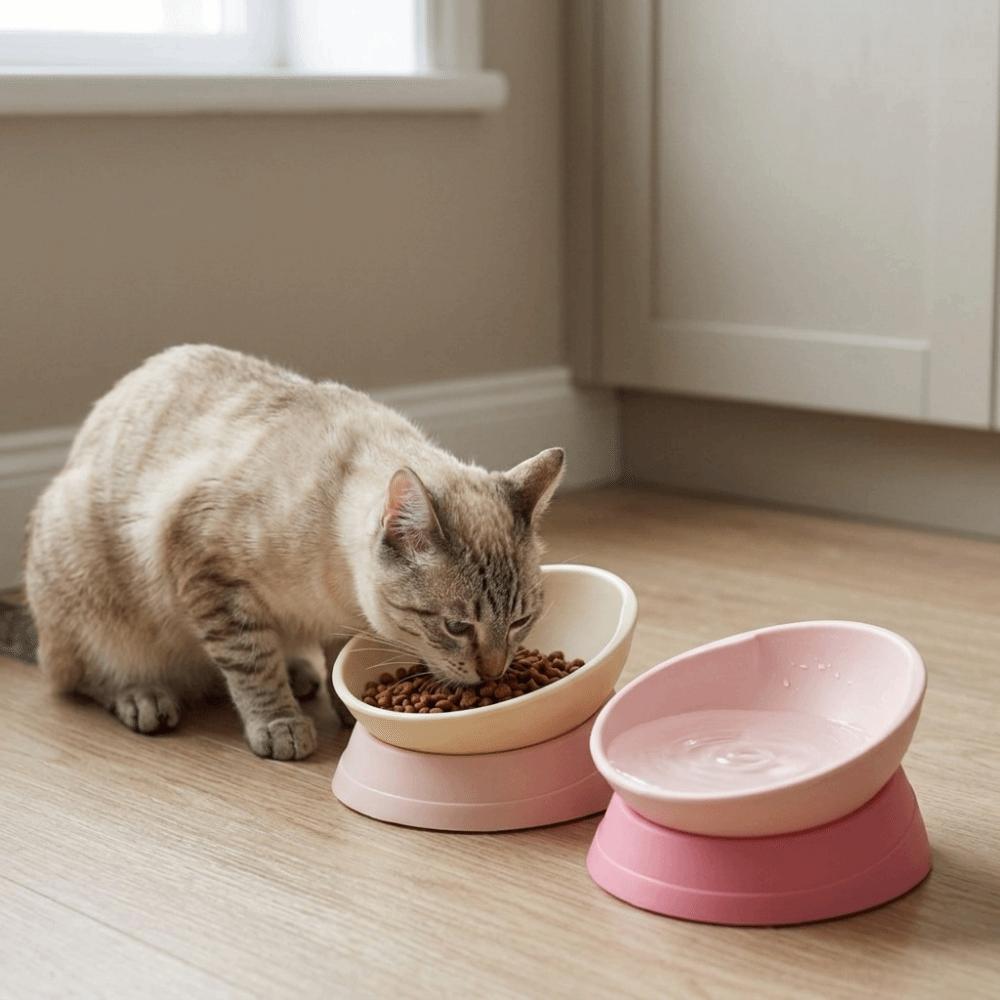 Slanted Mouth Elevated Feeder Adjustable Angle Anti-Slip Dish Stable Tilted Pet Bowl Pet Meal Time