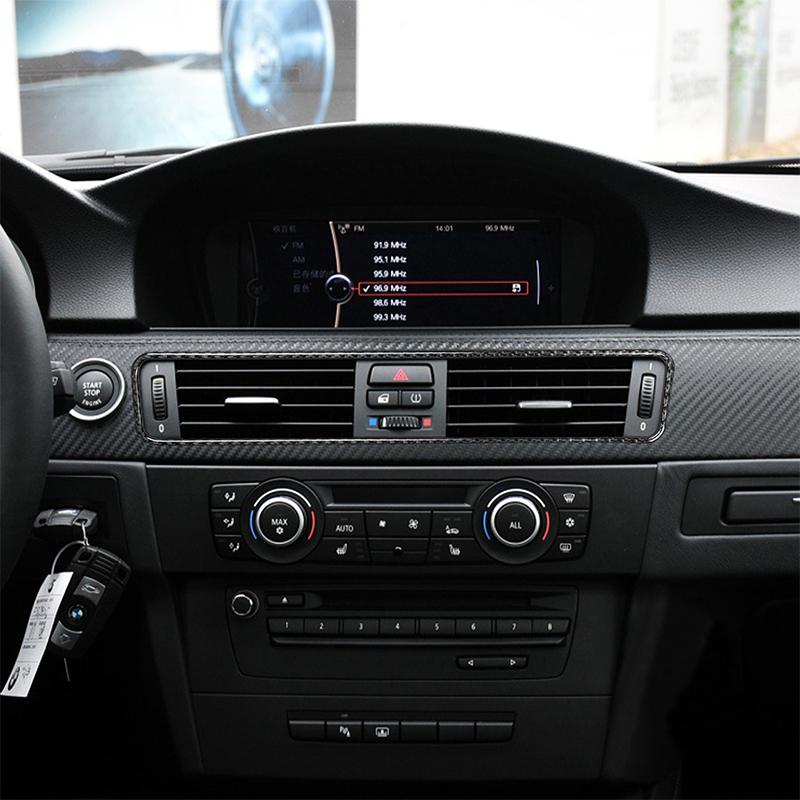 Для BMW E90 E92 E93 3 серии 2005-2012, настоящее углеродное волокно, центральное управление, украшение рамы для выхода воздуха, автомобильное украшение