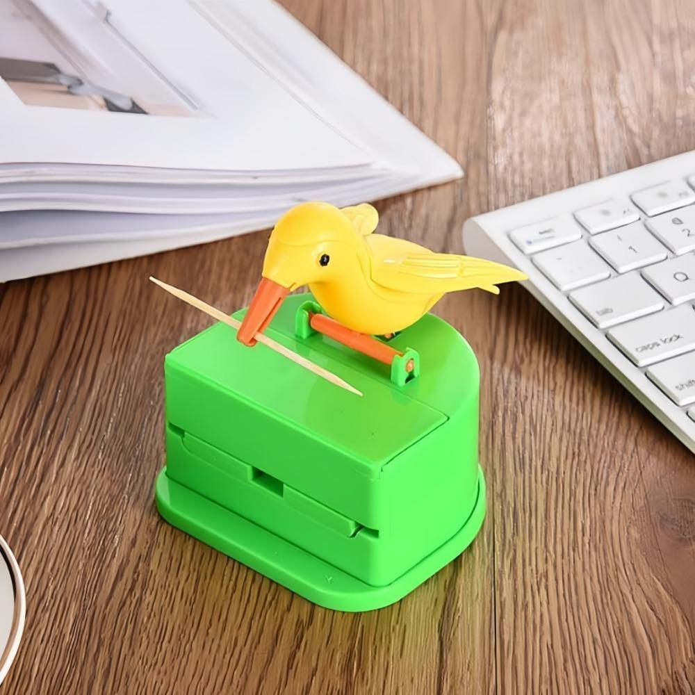 Interesting Woodpecker Toothpick Dispenser Bird Push Automatic Toothpick Storage Rack for Home Restaurant Table Decoration Box