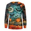 Ladies Fashion Casual Long Sleeve Halloween Printed Round Neck Hoodie Top