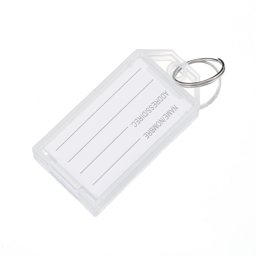 10pcs Plastic Key Tags With Flap Label Window Strong Split Ring For Diy Id Keychain Luggage Backpack Car Keys Identification Tag