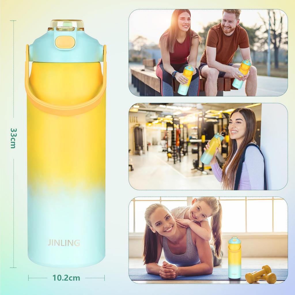 JINLING литровая бутылка для воды с вакуумной изоляцией, спортивная, из нержавеющей стали 316, широкая, портативная, совместимая со спортивными бутылками унисекс объемом 1,8 л, емкость, термос, изолированный,