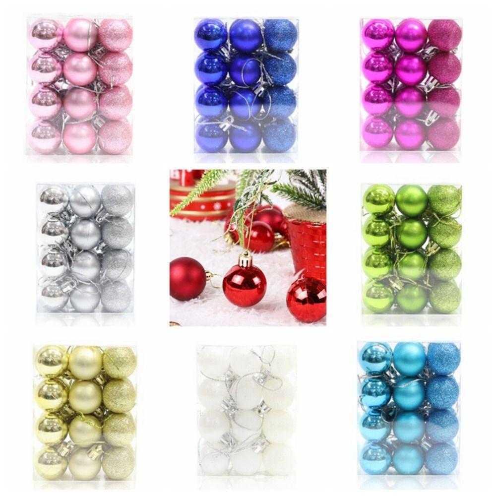 24 шт./набор Небьющиеся елочные шары Полированные глянцевые Рождественские подвесные шары Праздник