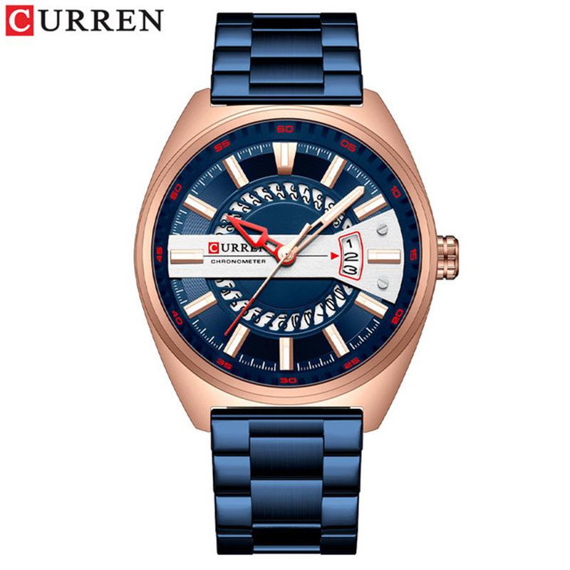 CURREN New Top Men's Watches Calendar Steel Band Quartz -off Business Creative Male Watch