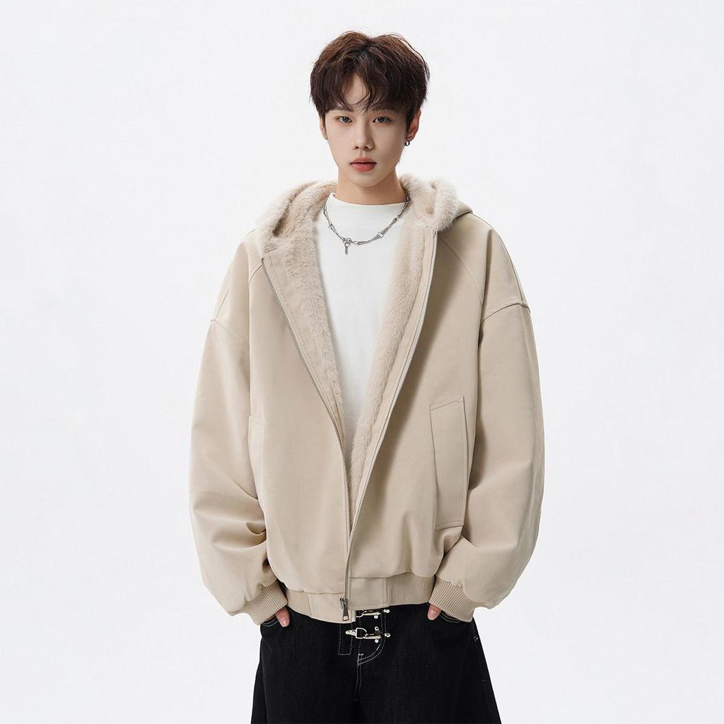 Men's Autumn/Winter American Style Eagle Fur Collar Cotton Jacket, Deconstructed Hooded Coat