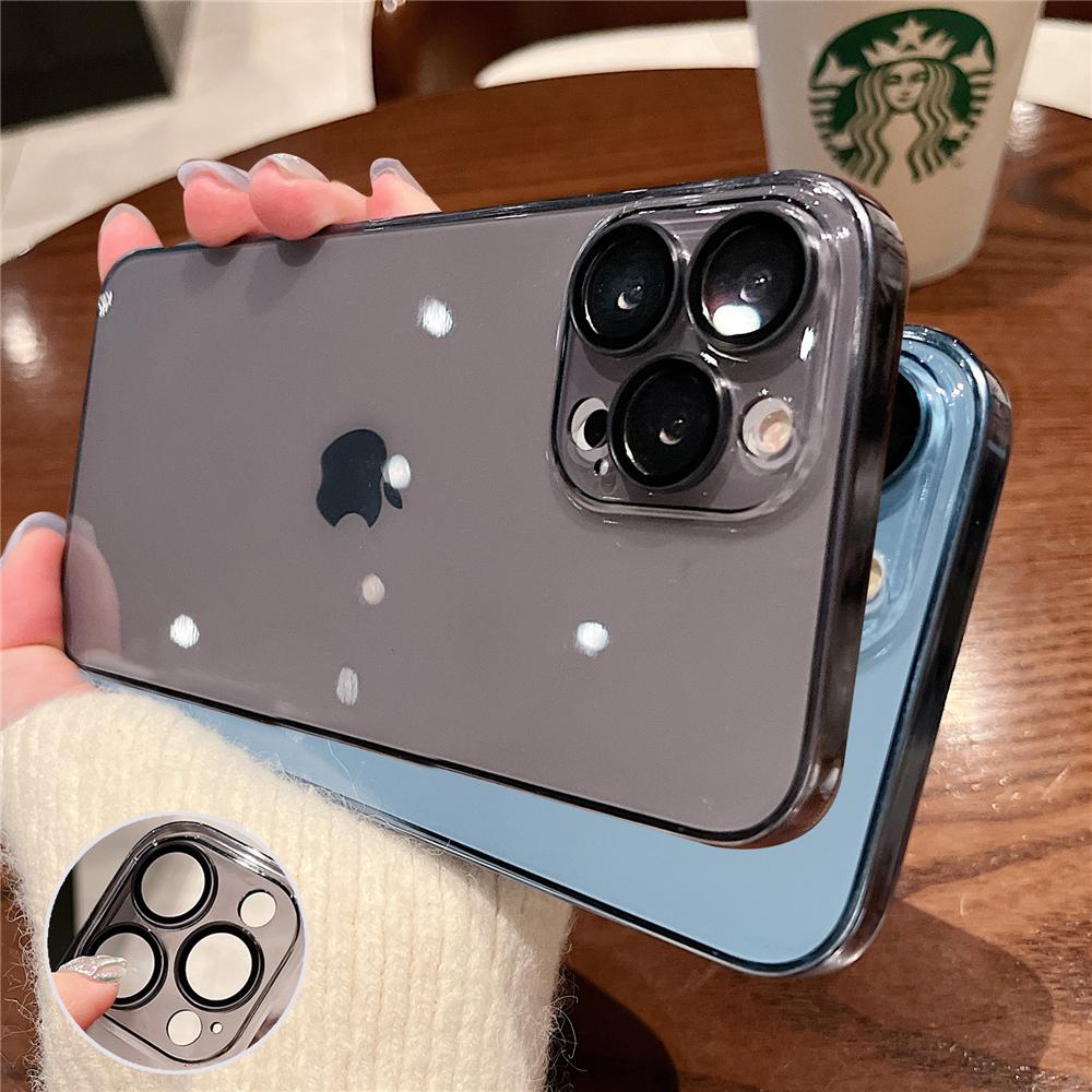 Прозрачный ультратонкий противоударный жесткий чехол с полной защитой для Iphone 13 12 Pro Max 12pro 13pro, кожный покров со стеклянной пленкой для объектива