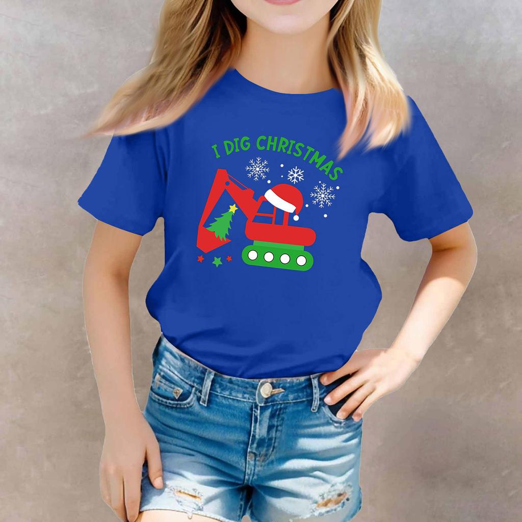 Christmas Day Toddler Girl Boy T-Shirts Kids Top Boys And Girls Printed Short Sleeved T-shirt