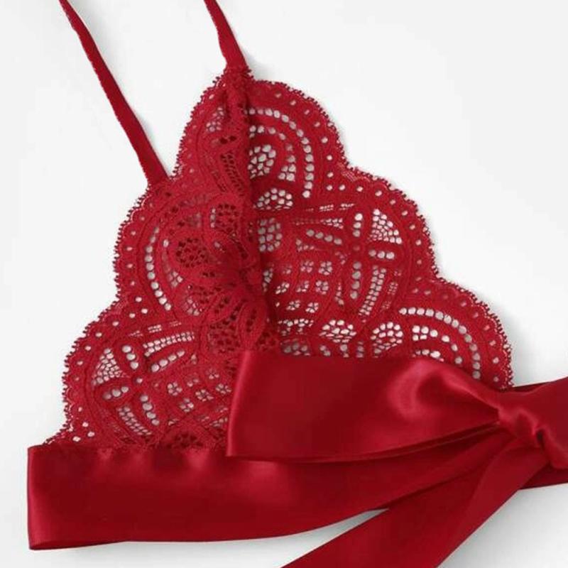 Женское нижнее белье однотонное регулируемое раздельное кружевное с бантиком сексуальный топ + трусики