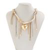 Metal Chain Love Heart Pendant Choker Trendy Goth Style Necklace Multilayer Tassel Necklace  Lady