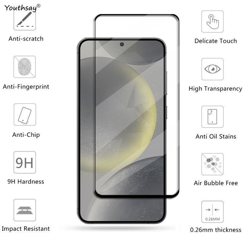 Стекло Full Cover для Samsung Galaxy S25 Закаленное стекло Samsung S25 Plus Защитная пленка для экрана HD Пленка на объектив телефона Samsung Galaxy S25