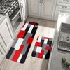 Abstract Red Black Color Block Kitchen Mat Decor Non-Slip Hallway Balcony Laundry Room Rugs Bathroom Foot Pad Bedroom Doormat