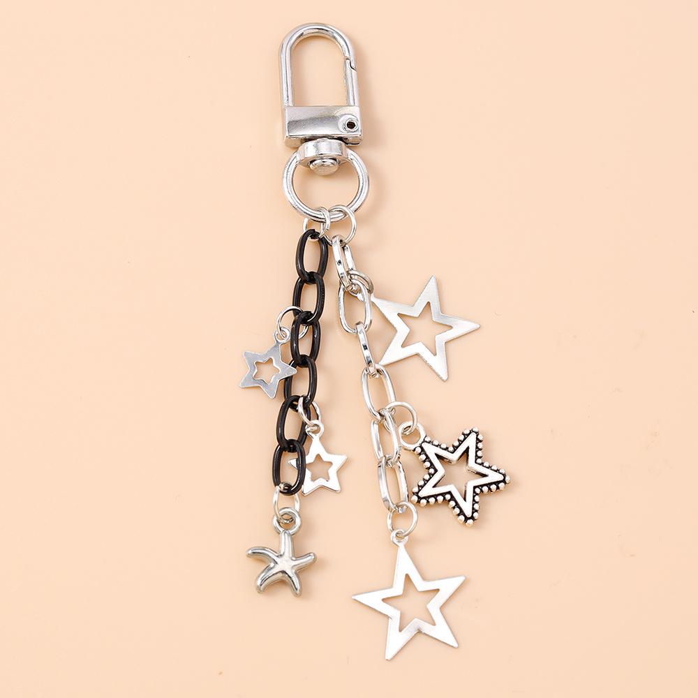 Gothic Alloy Cross Keychain Men Women Star Key Ring Pendants for Handbag Decor DIY Handmade Key Chain Gifts