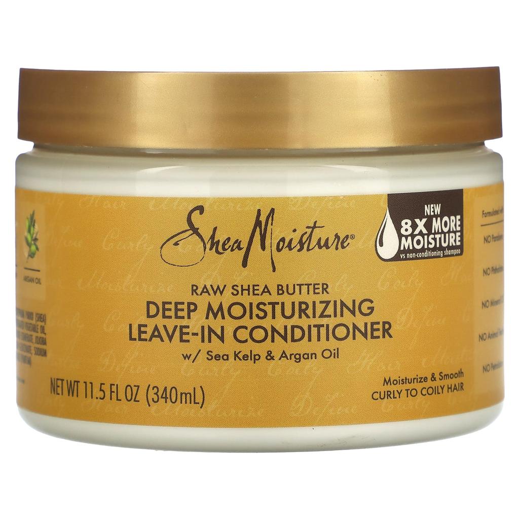 Raw Shea Butter, Deep Moisturizing Leave-In Conditioner, For Curly or Wavy Hair, 340 Ml (11.5 Fl Oz)