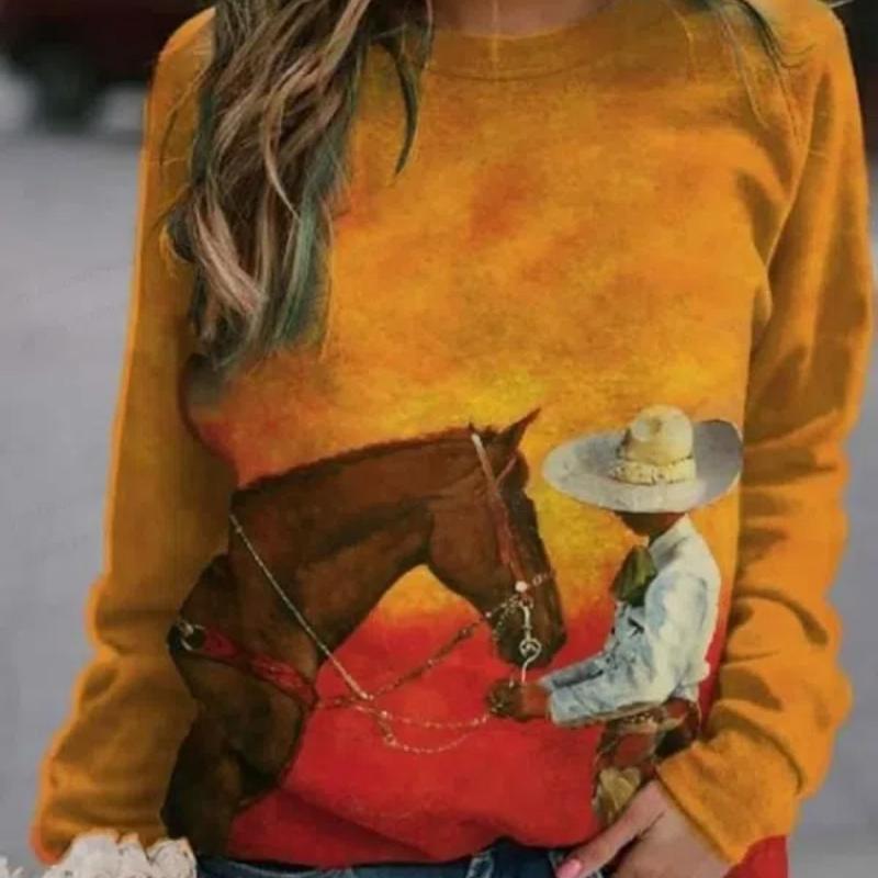 Толстовка с капюшоном с принтом лошади и объемным принтом животных, с круглым вырезом и длинными рукавами, толстовки Harajuku, высококачественное пальто, спортивный костюм для девочек, женская одежда