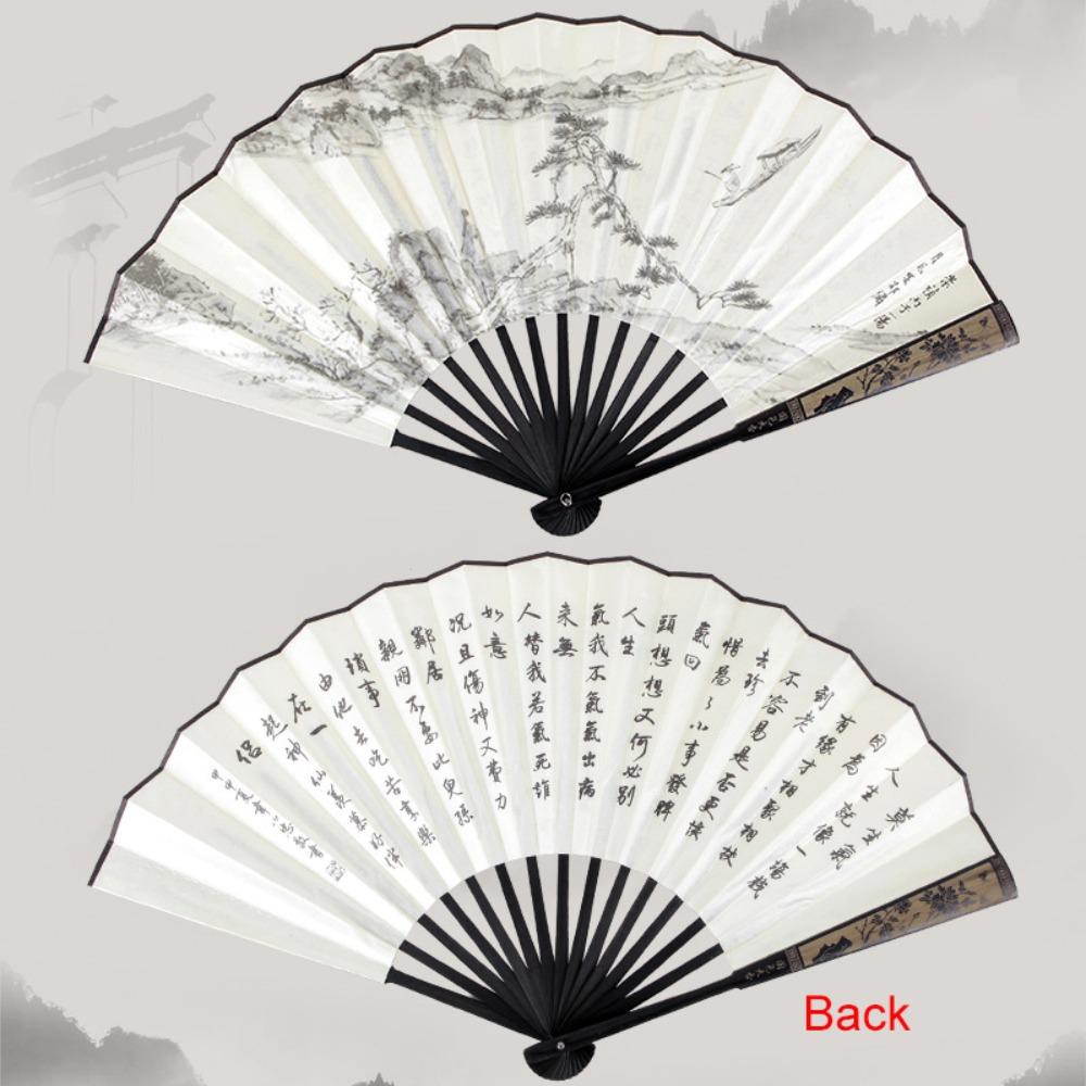 Large Size Ancient Painting Hand Fan Hand Held Summer Fan Party Favor Man Silk Fan  Photo Props