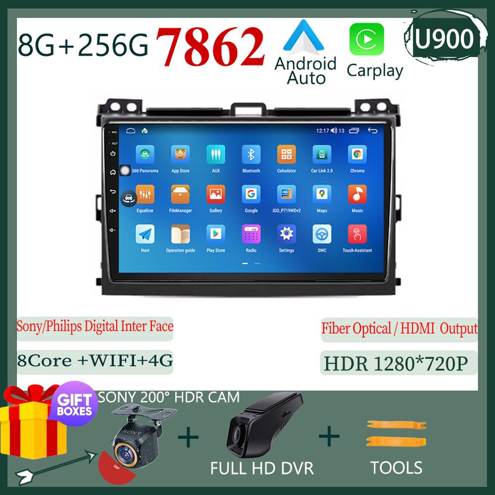 Android 14 для Toyota Land Cruiser Prado 120 2004 - 2009 Автомобильное радио Мультимедиа Авторадио Carplay Видеоплеер Навигация BT 5G