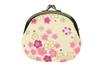 Уни Изготовлено в Футаго Японский кошелек на застежке Цветок (0224) Сэни, Япония, Чиримен, Узор, 3,3 дюйма, Каплевидный [Дизайн с вишней, Цвет слоновой кости]