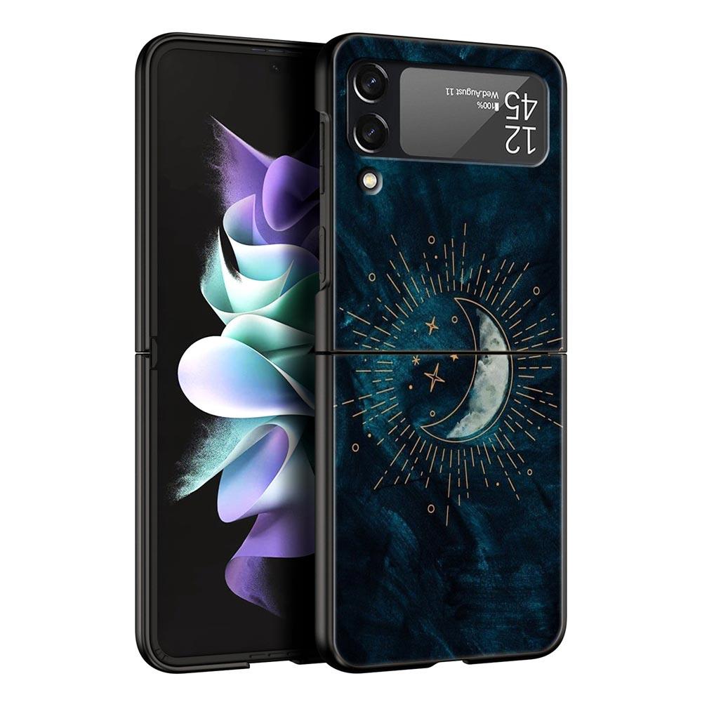 Чехол для телефона 'Планета и звездное небо' для Samsung Galaxy Z Flip3 Flip4 Flip5, ПК-корпус для Z Flip 3 4 5, Черная жесткая складная крышка
