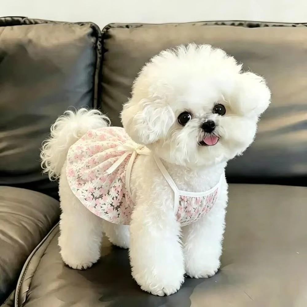 Comfortable Breathable Pet Princess Dress Floral Print Pet Vest New Puppy Dress Spring Summer Wear