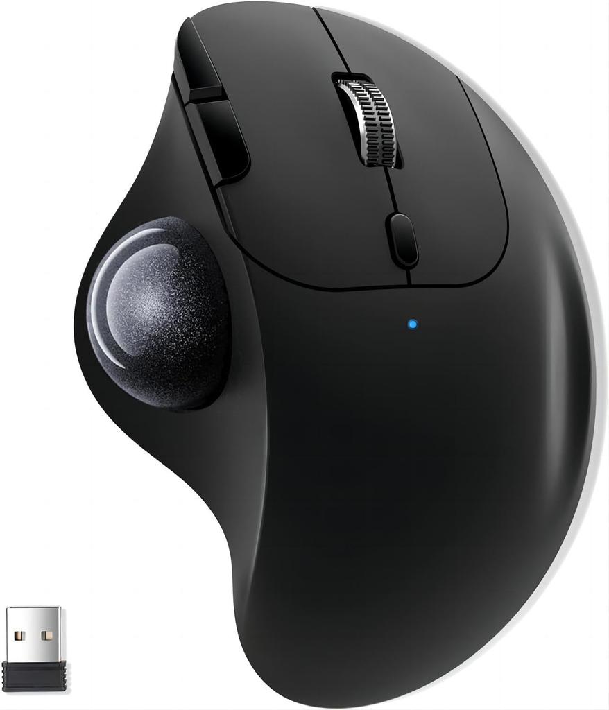 Ewin Trackball Mouse Compatible with Bluetooth Connect 3 Devices Simultaneously Trackball Wireless Mouse Thumb Quiet Type High Precision Ergonomics