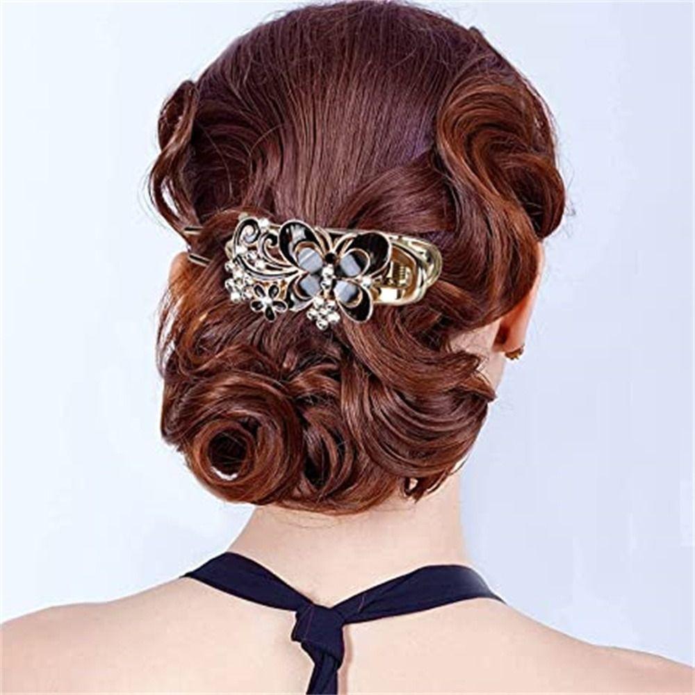 Головные уборы, аксессуары для волос, заколка для волос из кожи аллигатора, заколка для волос с кристаллом и цветком, стразы, бабочка, коготь для волос