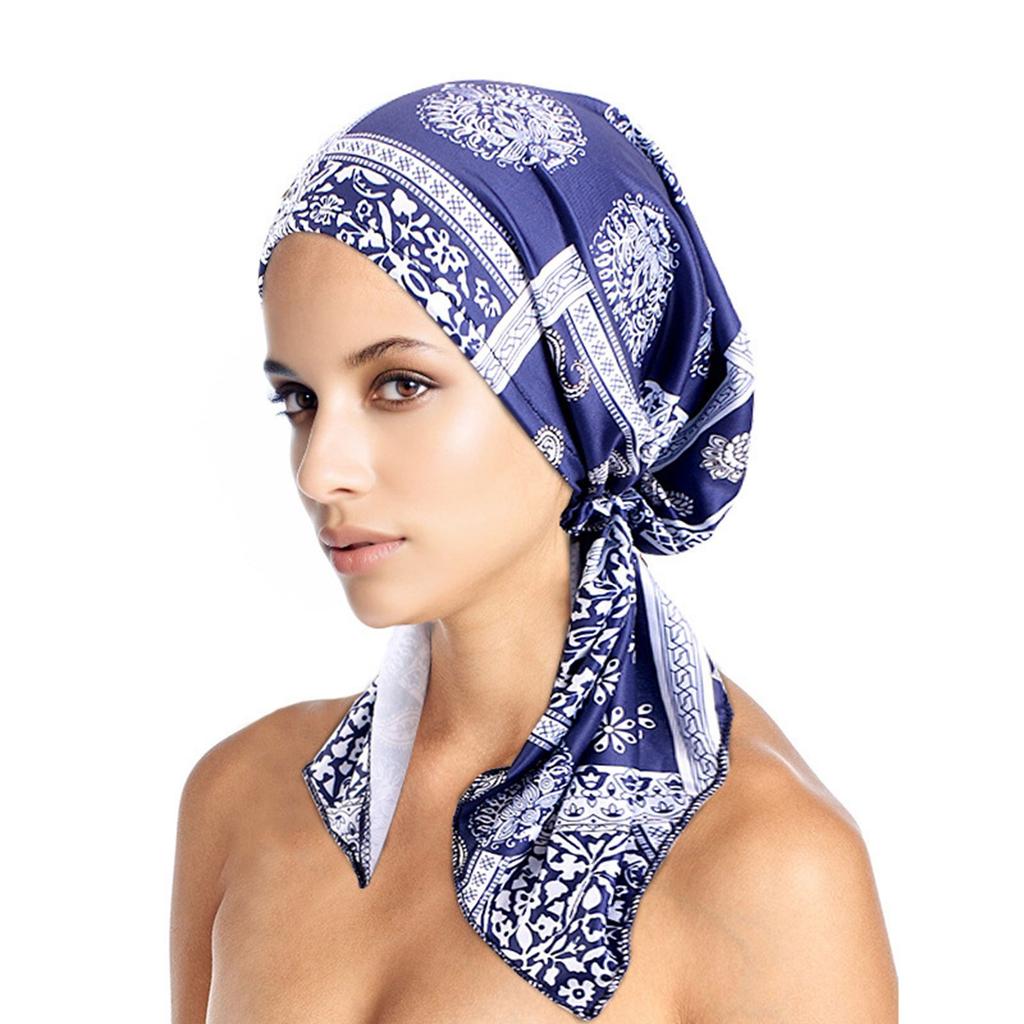 Fashion Headscarf Hat New Women Hat Flower Print Bandana Scarf Muslim Chemo Hat for Parties Travel and Daily Use