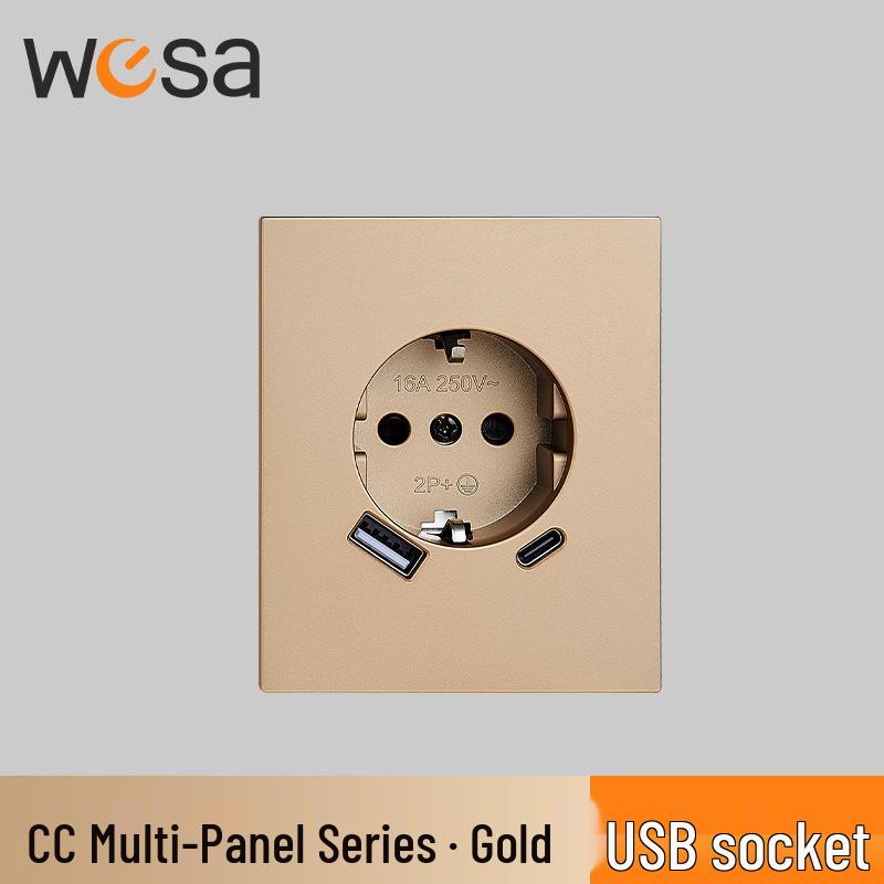 CC New Style 16A Multi-Gang European Socket Panel with Flame Retardant Protection and Switch