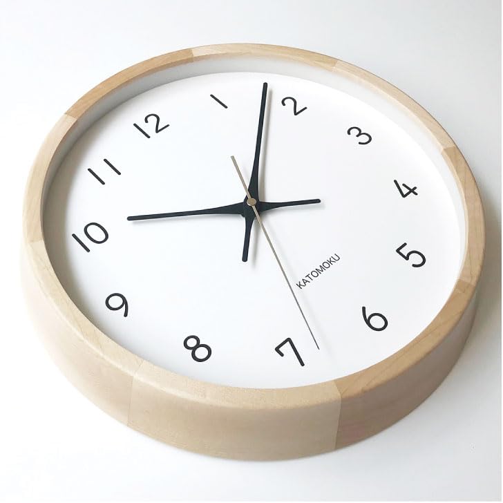 KATOMOKU Muku Clock 13 Maple Wall Clock Continuous Second Hand Radio H. km-104HMRCS 306mm (SKP Clock)