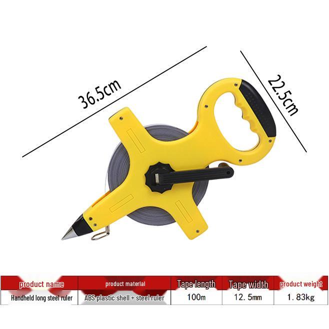 Spot Engineering Portable Hand-Cranked Stainless Steel Ruler, 30m-100m Tape Measure