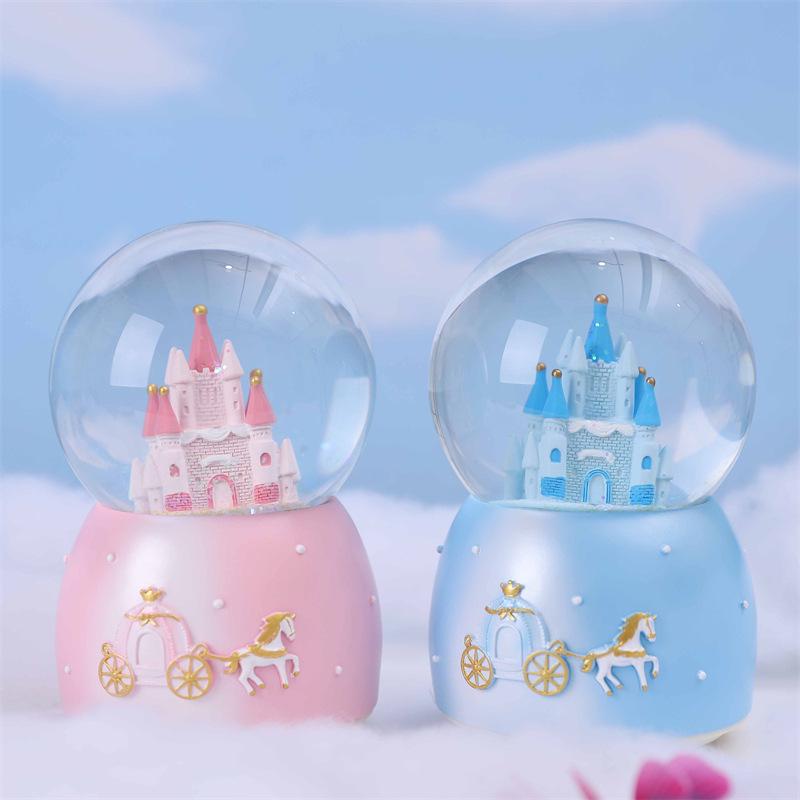 Pink Heart Castle Music Box Lantern - Snow Princess Dream Castle Birthday Gift