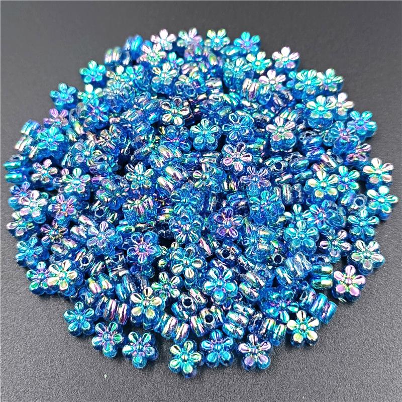Изысканные свободные 7 мм 80 шт./лот аксессуары ручной работы смешанные бусины с цветком сливы бусины-разделители AB покрытие акриловый браслет ожерелье DIY ручные аксессуары
