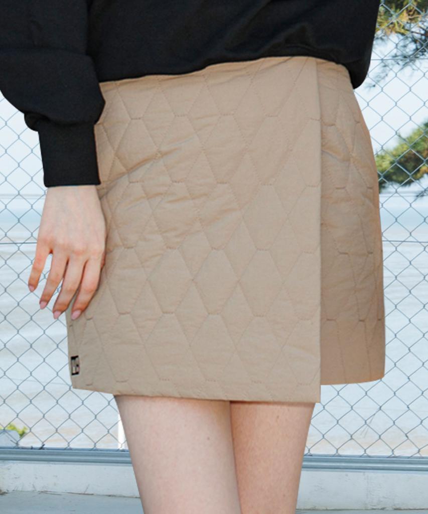 Mackie Padded Wrap Mini Skirt Beige