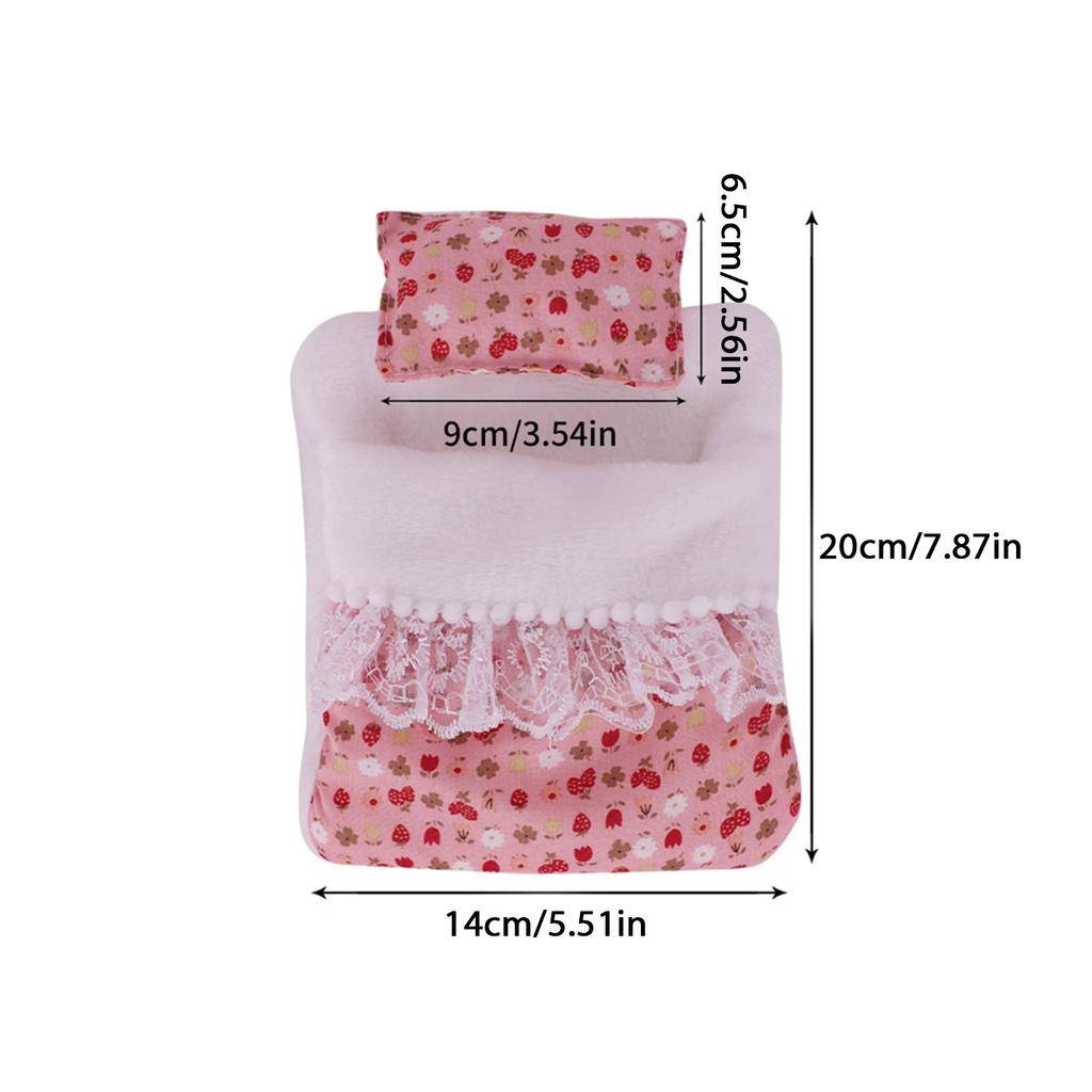 Fashion Flower Pattern Doll Bed Set with Pillow And Sleeping Bag For Labubu Plush Figure Dolls 17cm Ball Joint Dolls