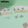 WOSTU Серебро 925 пробы Мятно-зеленый Колибри Раскрывающееся кольцо для женщин Капля Хрусталя Милые кольца-птички Вечерние украшения Подарок на день рождения