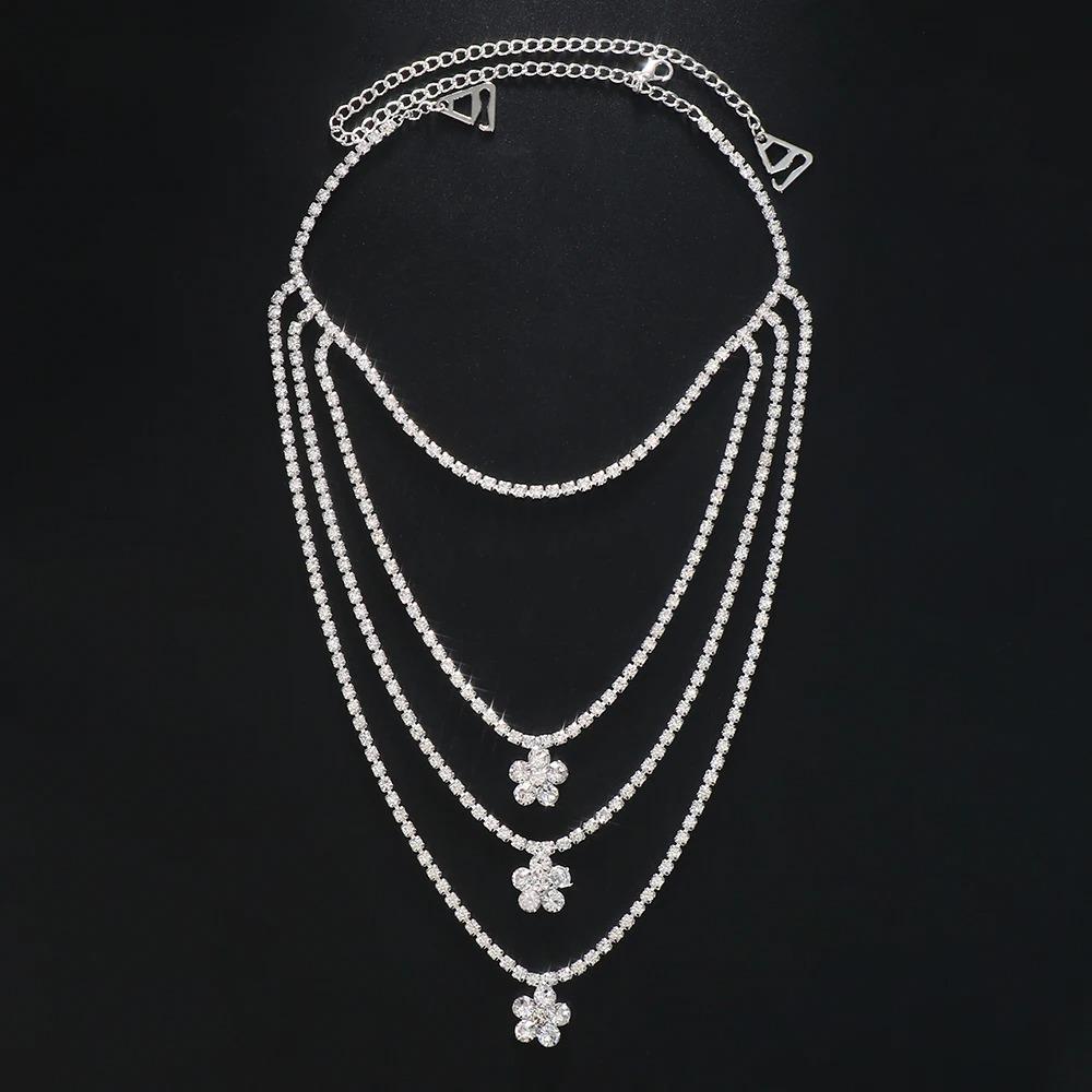 1 шт. Цветочная наплечная цепочка Многослойные цепочки для тела Элегантный плечевой ремень Женский