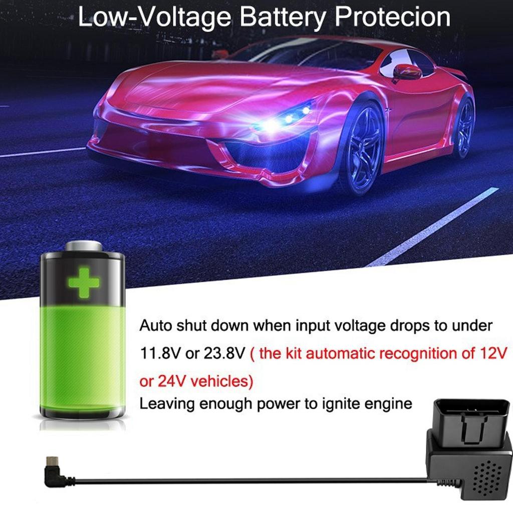 Кабель питания OBD Plug And Play 12V/24V на 5V Понижающий Кабель-адаптер USB для подключения к бортовой сети Для парковки Поездок Дорожных поездок Ежедневной езды