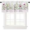 LeLehome Оконная льняная ламбрекен 54 x 18 дюймов, Полиэстер с цветочным узором Фиолетовые цветы, Карман на штангу для Кухни Ванной Спальни Дома